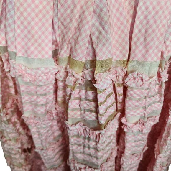 Vintage 50s Kane Weill Bouffant Dress Womens Size S Pink Gingham Check Pinup - Picture 5 of 8